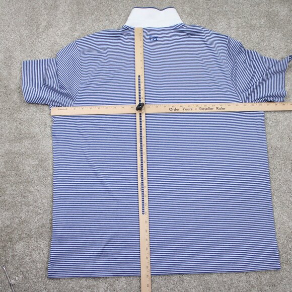 Cutter & Buck Polo Shirt Mens XL Blue/White Stretch S/S Golf Torrey Pines Logo - Picture 11 of 14